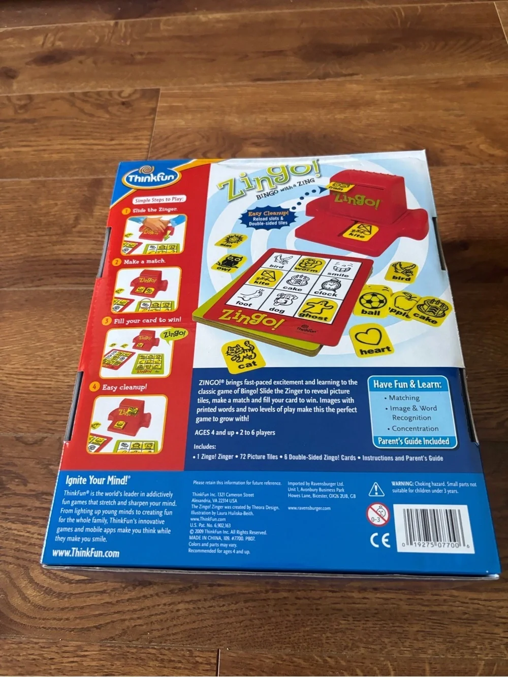Think! Zingo! Bingo Game Box - Red with Blue Trim